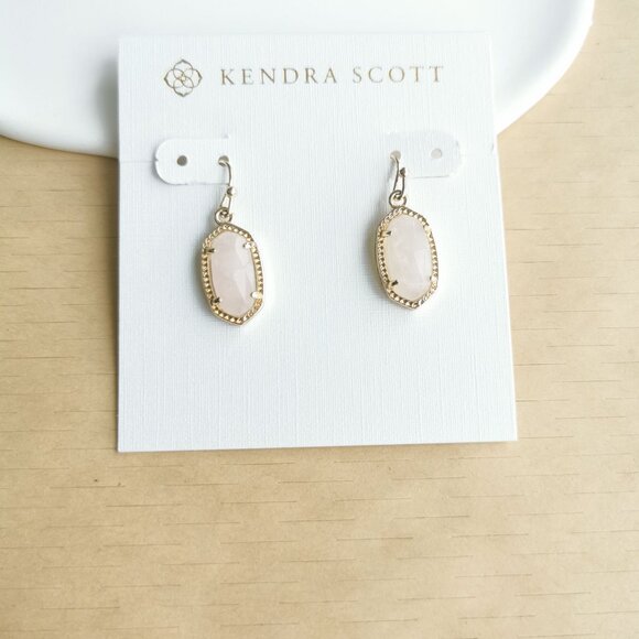 Kendra Scott Earrings | Lee | Gold Rose Quartz - Picture 1 of 2
